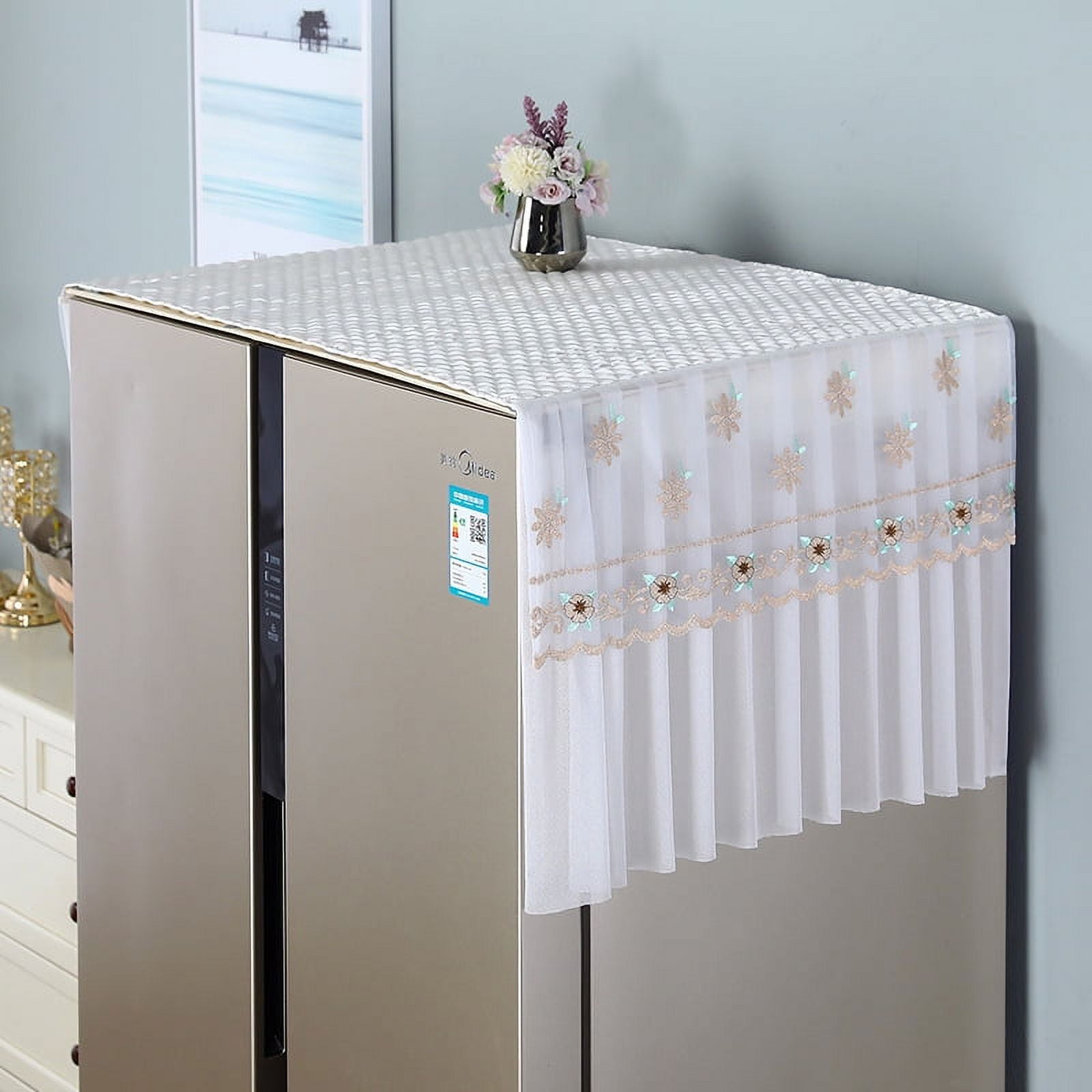 ERDOUY 1 piece anti slip refrigerator dust cover cloth, washing machine cover cloth, protective cover, single door double door freezer dust cover 90 * 65cm (light brown)