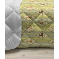 thumbnail image 3 of Abstract Down Alternative Comforter, Repeating Star Like Ornaments in Symmetrical Composition Illustration, Microfiber Quilt for All Season, 5 Sizes, Jade Green Pale Blue, by Ambesonne, 3 of 3