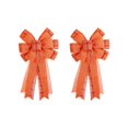 thumbnail image 4 of Axiiglly Thanksgiving Fall Decor Bows, 2pcs 19x10"Large Orange Pumpkin Plaid Hanging Bow Fall Decorations for Home Pre-Tied Bows for Wreaths Swag Indoor Outdoor Holiday Decor, 4 of 7