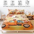 thumbnail image 5 of Twin XL Size Fitted Sheet Set - Happy Fall 2 Piece Bedding Sets 16" Deep Pocket Fitted Sheet with 1 Pillowcases, Orange Truck Maple Branches Thanksgiving Orange Brushed Microfiber Hotel Bed Sheets, 5 of 9