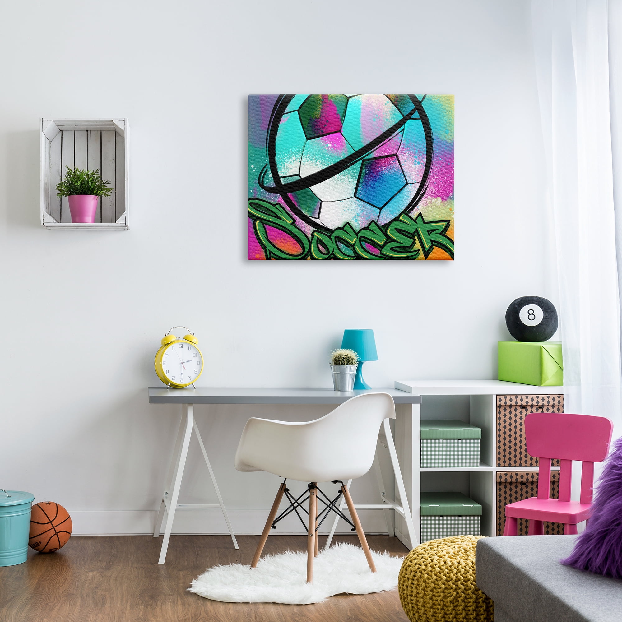 Stupell Industries Urban Sports Soccer Ball Abstract Painting Gallery Wrapped Canvas Art Print Wall Art, 40 x 30