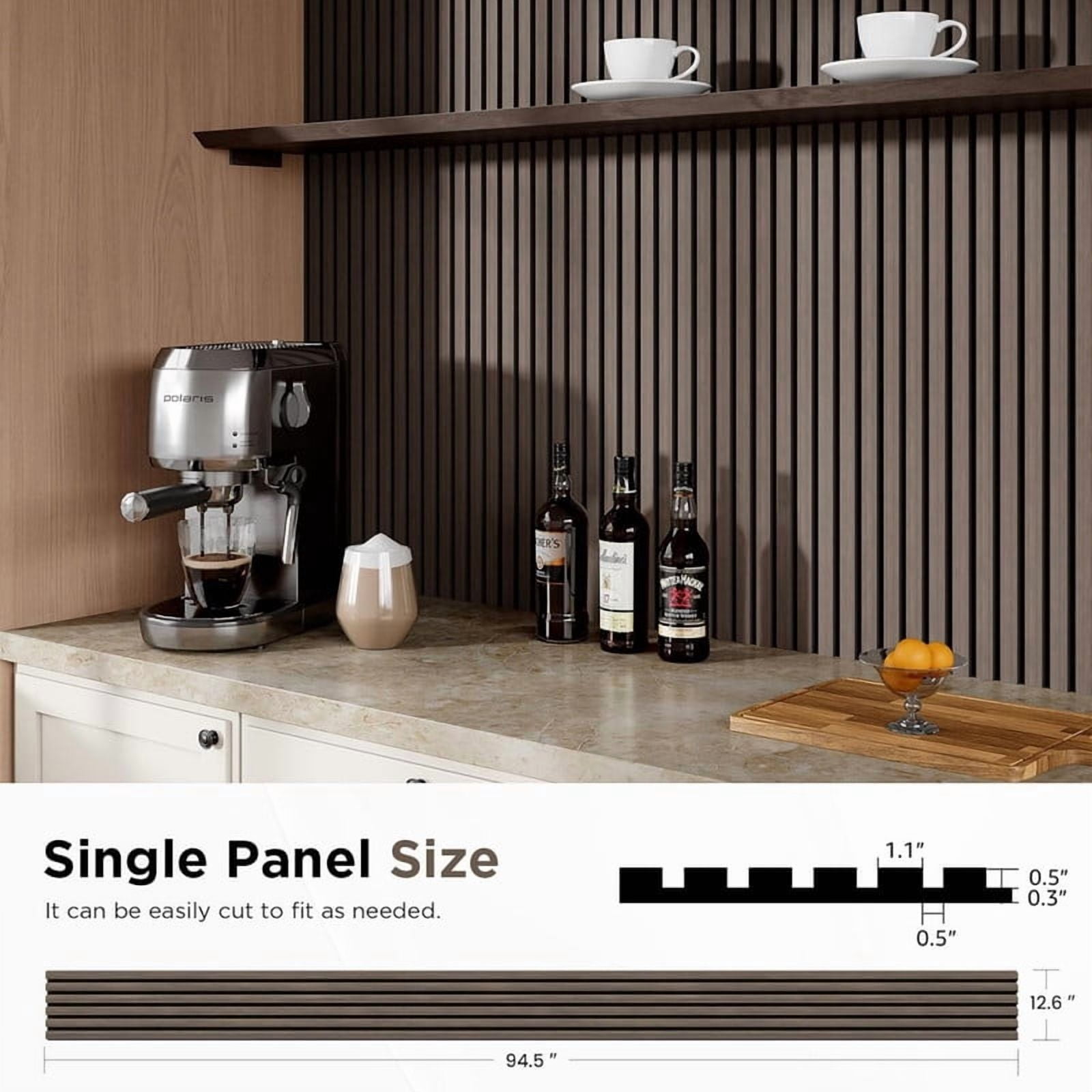 Easy4Home 4Pcs Wood Soundproof Wall Panels 94.5" x 12.6" Wood Slat Acoustic Panels, Dark Walnut
