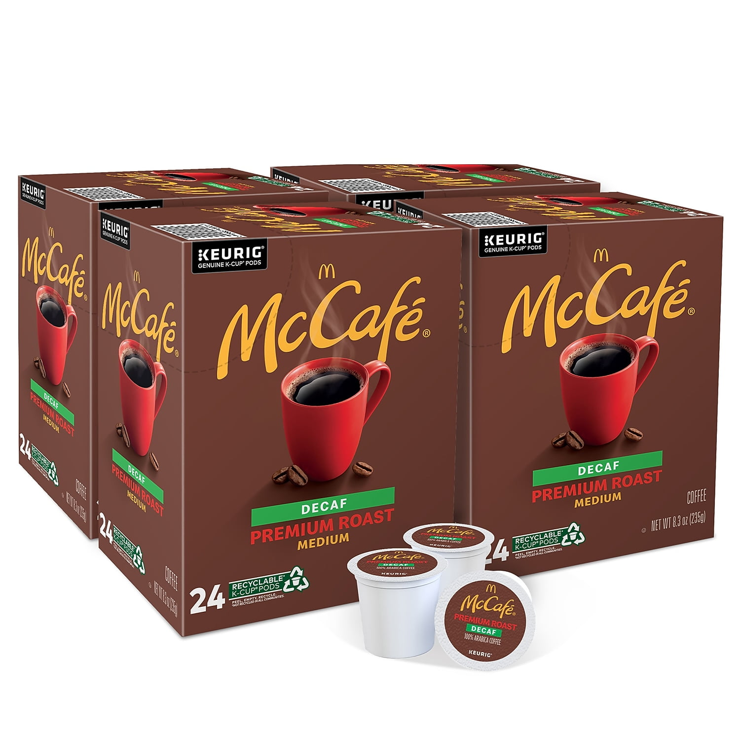 (4 pack) (4 pack) McCafe, Decaf Premium Medium Roast K-Cup Coffee Pods, 24 Count