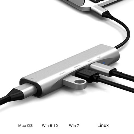 USB C Hub, 4-in-1 USB C Adapter For Nintendo Switch, 3 Multiport Hub Compatible with Samsung Dex Station S10/9/8/Note8/9/Tab S4/S5 Travel TV Docking Station