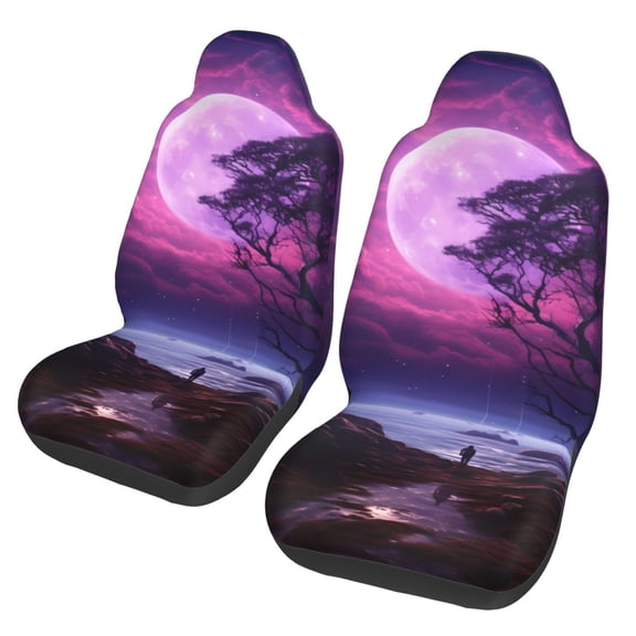 Xecao Purple Moon Tree Night Sky Print Car Seat Cover in That Fits Most Cars, Vans, SUVs, and Trucks.