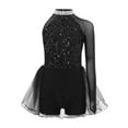 thumbnail image 1 of TTAO Robe Justaucorps de Danse Jazz à Sequins pour Filles, Manches Longues, avec Strass, Tutu de Danse Ballet, Noir 8, 1 of 4
