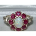 thumbnail image 4 of LBG British Made 18k White Gold Ring with Natural Opal & Ruby Womens Statement Ring - 33 size options - Size 7.25, 4 of 6