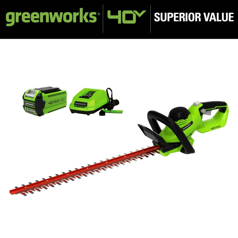 Greenworks 40V 24 inch Hedge Trimmer with 2.5 Ah Battery and Quick