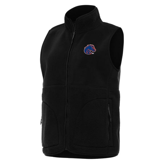 Women's Antigua Black Boise State Broncos Nostalgic Full-Zip Vest