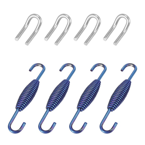 2 Set 33mm 1.3" Motorcycle Exhaust Pipe Spring with Hooks Stainless Steel Mounting Springs Blue