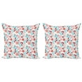 thumbnail image 1 of Ambesonne Floral Throw Pillow Cover 2 Pack, Flowers Berries, 18", Dark Coral Aqua, 1 of 2