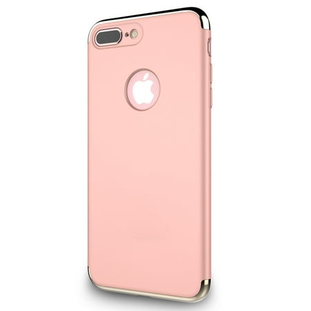 Thin Slim 3 in 1 Metal Texture PC Hard Back Protection Case Cover Skin for iPhone 7 Plus Rose (Best 3 In 1 Vape)