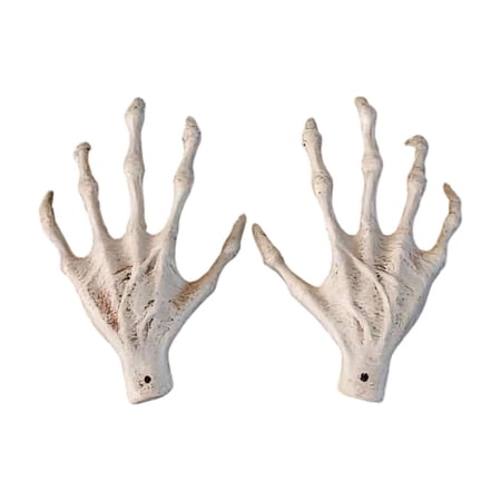 Cheap Halloween Decorations Outdoor Clearance – Realistic Plastic Skeleton Hand Ornaments 1 Pairs for Haunted House Party Wreath Making Supplies – Halloween Gifts (A)