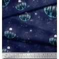 thumbnail image 3 of Soimoi Rayon Crepe Fabric Tree,Moon & Sacred Geometry Galaxy Printed Fabric 1 Yard 46 Inch Wide, 3 of 3
