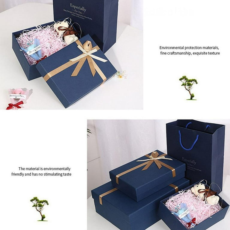 Navy Blue Large Gift Boxes with changeable ribbon