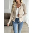 thumbnail image 2 of Beige Ribbed Knit Zip-Front Jacket, 2 of 5
