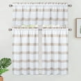 thumbnail image 7 of Haperlare 30"W x 36"L Striped Kitchen Curtains Blackout Waffle Weave Textured Half Window Treatment Set, Taupe, 2 Panels, 7 of 7