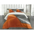 thumbnail image 3 of Ambesonne Orange Grey Quilted Bedspread Set 3 Pcs, Machinery Modern 3D, Queen Size, Orange Grey, 3 of 5