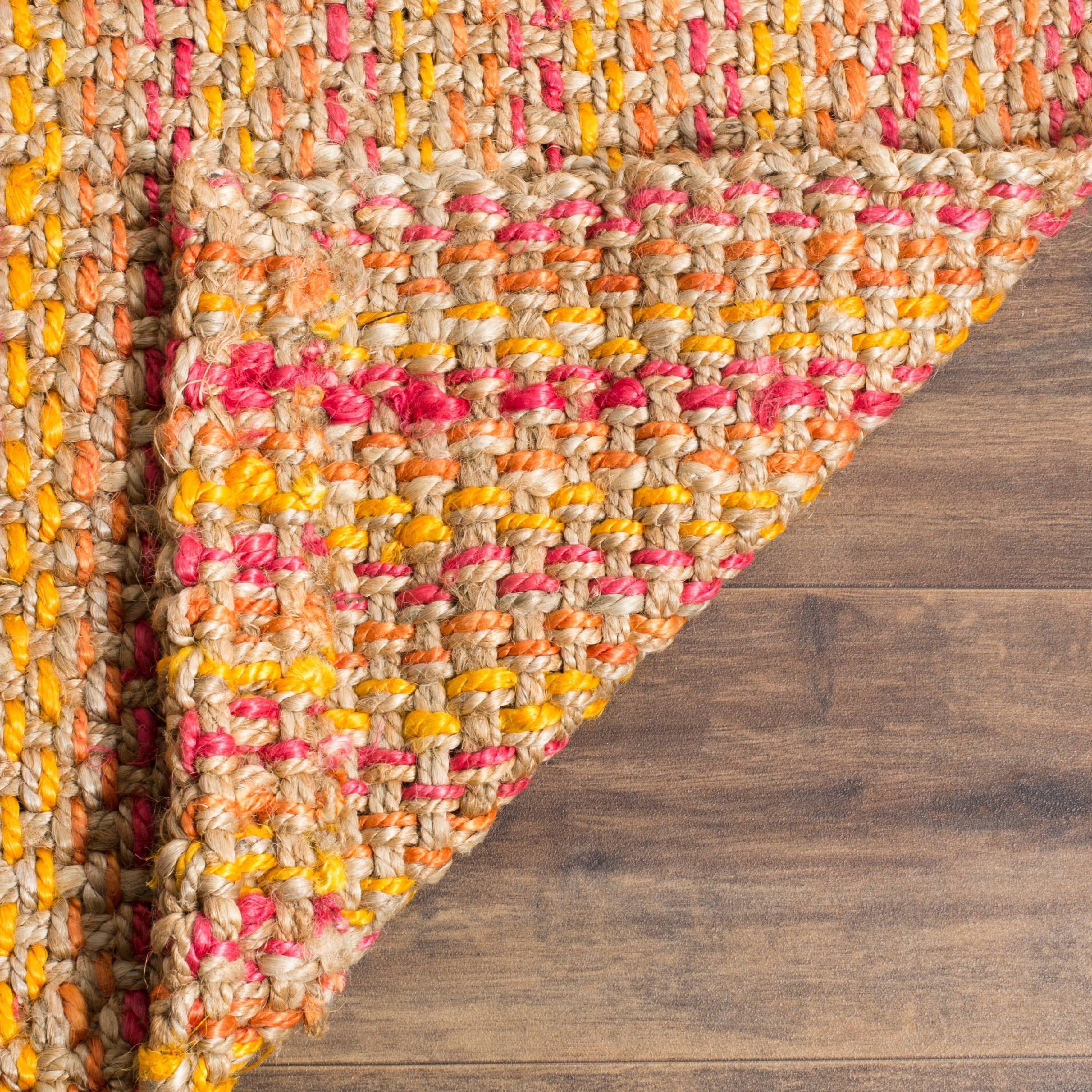 SAFAVIEH Natural Fiber Geraldine Geometric Jute Area Rug, Pink/Multi, 6' x 9'