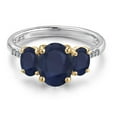 thumbnail image 3 of Gem Stone King 925 Silver and 10K Yellow Gold Blue Sapphire and Lab Grown Diamond Engagement Ring for Women | 3.37 Cttw | Oval 9X7MM | September Birthstone | Size 5, 3 of 6