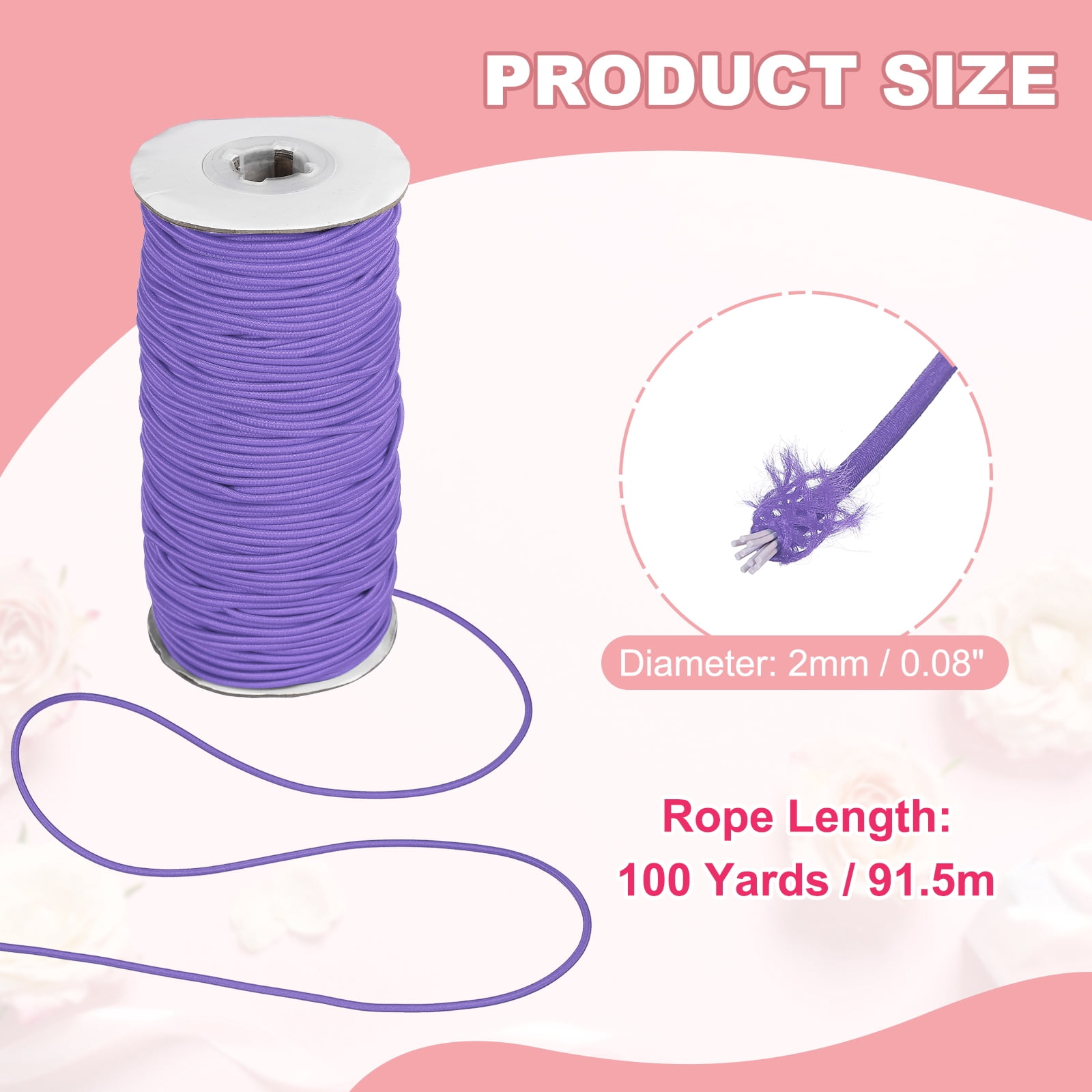 Uxcell Stretchy String for Bracelets, Elastic Crystal Thread Stretch Elastic Beading Cord 2mm & Purple-Fitting For(Bracelets/Sewing/Beading/Necklace/Jewelry Making/Crafts DIY)