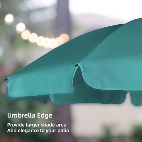 RibRave Patio Umbrella, 6.5 ft Outdoor Table Umbrella with Tilt Steel Pole, UPF50+ Protection, Great for Outdoor Garden Backyard, Turquoise Green