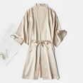 thumbnail image 5 of Celivon Silk Satin Robes For Women Spring Summer Long Pajamas Smooth Large Nightgown Sexy Elastic Tine Bathrobe Solid Color Home Furnishing Robes Half Sleeved Silk Nightgown, 5 of 5
