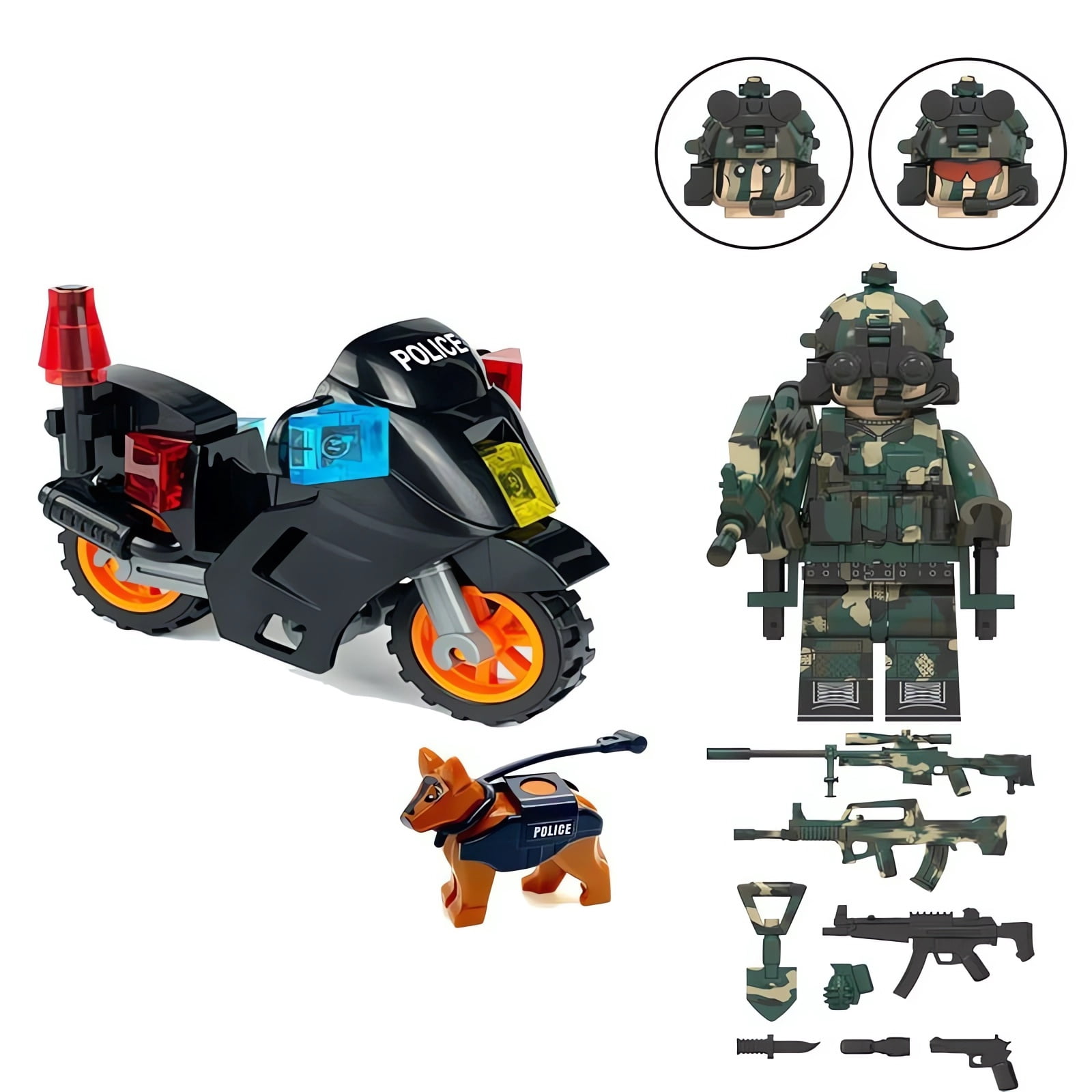 NWJ Building Blocks Toy - Special Forces SEAL Team Minifigure and Motorcycle Set, Perfect Children's Gift