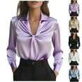 thumbnail image 4 of Felirenzacia Women's Silk Satin Tie Neck Blouse, Long Sleeve V Neck Lapel Collar Bussiness Shirt for Work Office Wear, S-2XL, 4 of 4