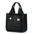 thumbnail image 2 of Canvas Tote Bag for Women Foldable Tote Bag with Zipper Travel Large Shoulder Bag Handbag for Work Large Capacity Portable Messenger Bag Black, 2 of 4
