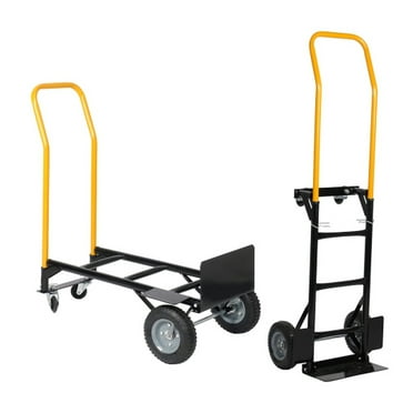 Hand Truck Dual Purpose 2 Wheel Dolly Cart and 4 Wheel Push Cart with Swivel Wheels 330 Lbs Capacity Heavy Duty Platform Cart for Moving/Warehouse/Garden/Grocery