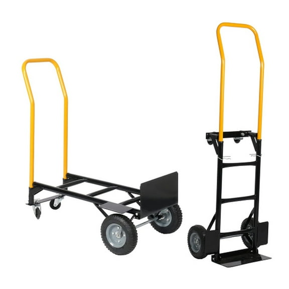 Hand Truck Dual Purpose 2 Wheel Dolly Cart and 4 Wheel Push Cart with Swivel Wheels 330 Lbs Capacity Heavy Duty Platform Cart for Moving/Warehouse/Garden/Grocery