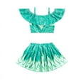 thumbnail image 5 of Toddler Girls 2 Pieces Tiana Swimsuit Princess Cosplay Bikini Set Ruffle Swimwear Bathing Suits, 5 of 6