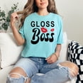 thumbnail image 2 of Gloss Boss Design with Lip Graphics, Chalky Mint Comfort Colors T-Shirt, Small, 2 of 3
