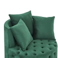 thumbnail image 5 of Comfy Home Fashionable Velvet Upholstered Accent Chair with Button Tufted Design, Movable Wheels and 3 Pillows for Living Room, Bedroom, Green, 5 of 7