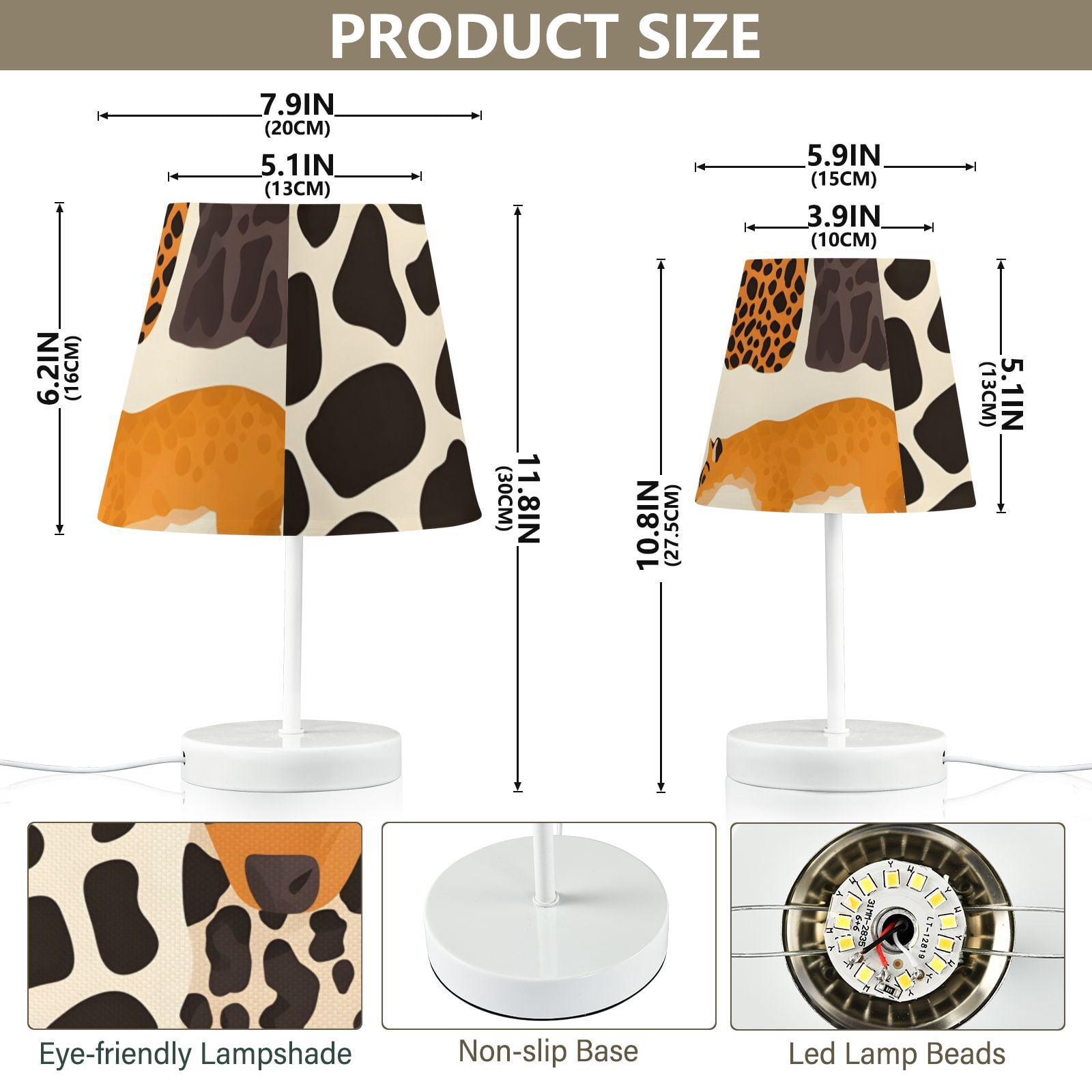 Leopard Cheetah Desk Lamp 3 Color Modes LED Table Lamp Nightstand Reading Light for Bedroom Living Room
