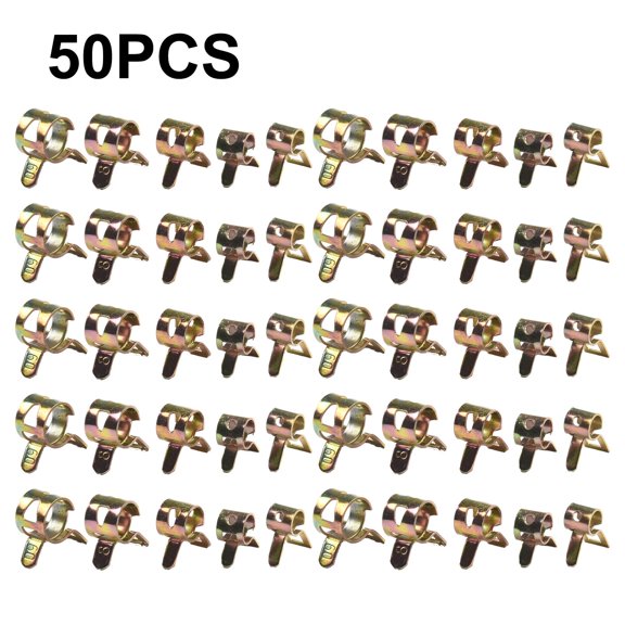 50Pcs 5-9Mm Spring Driven Hose Clamp Car Truck Spring Clips Fuel Oil Water Hose Clip Pipe Tube Clamp Fastener Assortment Kit