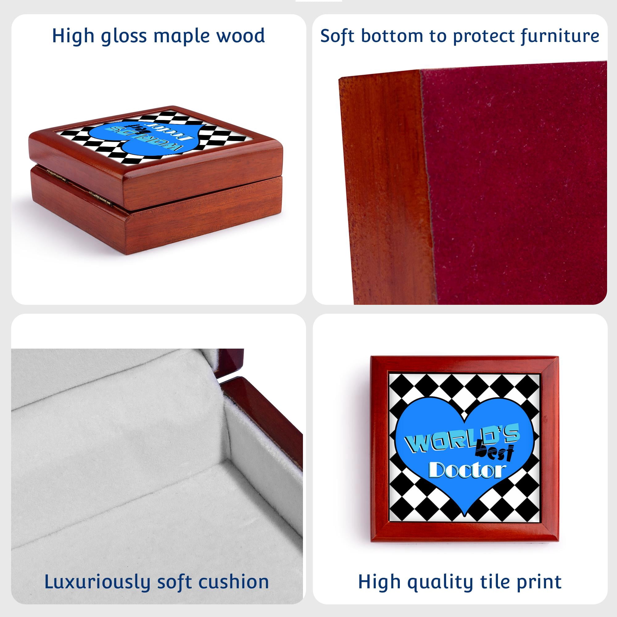 3dRose, Worlds Best Doctor - Blue, Jewelry Box 5.5x5.5 inch with 4 inch tile