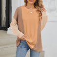 thumbnail image 4 of HUITKMM Tshirts 2024 Autumn and Winter Color Contrast Long Sleeve Loose Thread Stitching T Shirt, 4 of 9