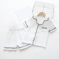 thumbnail image 2 of Odeerbi Kids Boys Girls Summer Pajamas 2 Piece Sleepwear Kids Fashion Cute Solid Color Soft Short Sleeve Top Shorts Home Wear Suit Loungewear PJs Set White, 2 of 6
