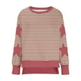 thumbnail image 3 of JUSLIO Striped Womens Blouses Relaxed Fit Casual Shirts Tops Fashion Long sleeve Round Neck Shirts Tops Pink L, 3 of 5