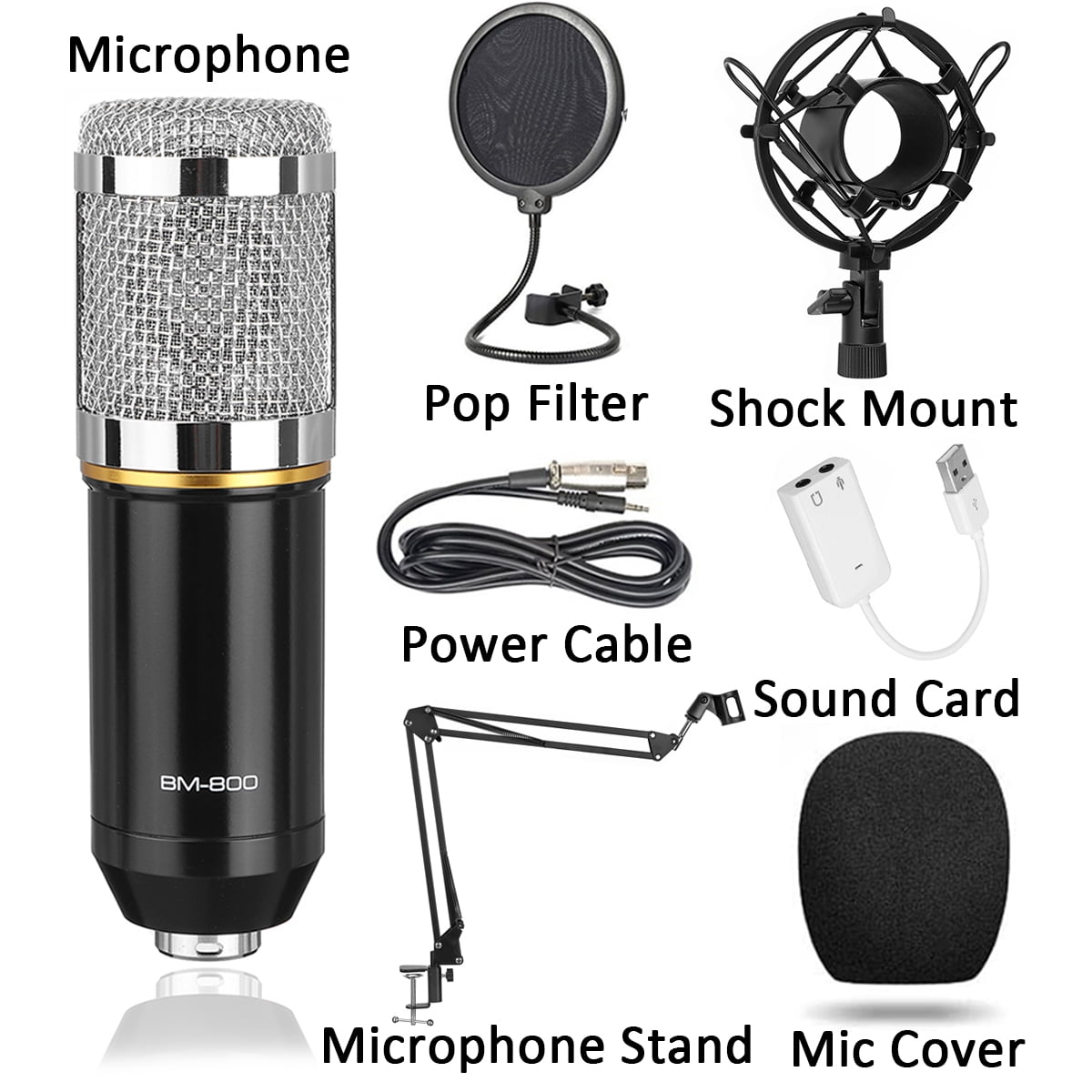 Microphone à Condensateur Kit Studio BM-800 Enregistrement USB réglable PC  OR
