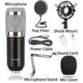 thumbnail image 2 of BM800 Condenser Studio Microphone Kits, Podcast Equipment Bundle, Studio Recording & Broadcasting Mic with Adjustable Stand, USB Sound Adapter, 2 of 10