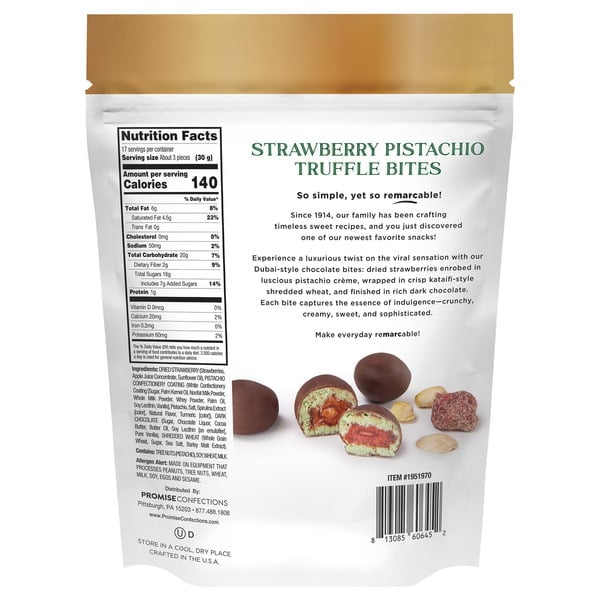 Dubai Style Strawberry Pistachio Truffle Bites, 18 oz