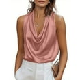 thumbnail image 4 of talentlend Women's Satin Silk Tank Top Cowl Neck Sleeveless Elegant Party Vest Shirts Spring Vacation Outfits, 4 of 7