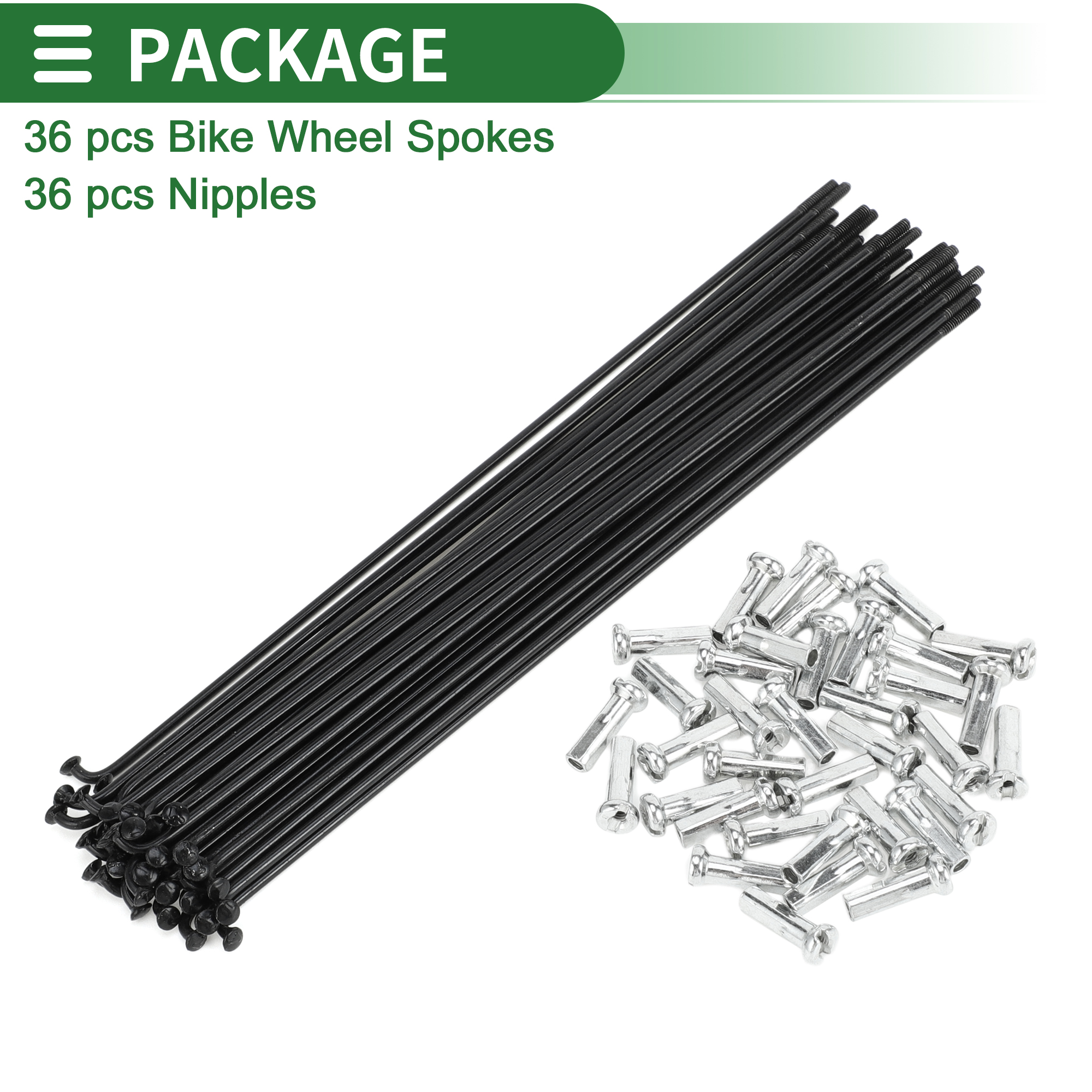 Unique Bargains 36Pcs Universal Bike Wheel Spokes 14G Carbon Steel Black Black 8.07"