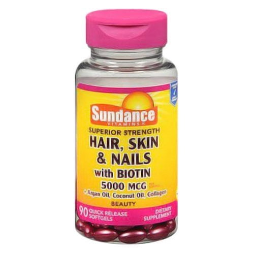 Sundance Hair, Skin & Nails with Biotin Softgels, 5000 mcg, 90 Count