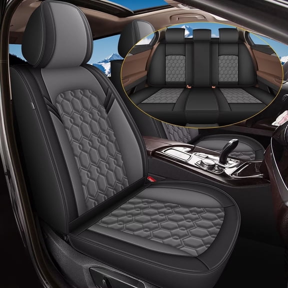 AOMSAZTO Car Seat Covers Front Seat Fit for Subaru Forester 2007-2018: Waterproof Leather Automotive Seat Cushion Protector(Black Gray)