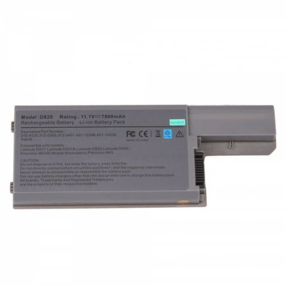 Laptop Battery for Dell Latitude D820 - 9 cells 6600mAh, Metallic Grey