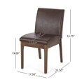 thumbnail image 3 of GDF Studio Hampton Mid Century Modern Upholstered Dining Chairs, Set of 2, Dark Brown Faux Leather and Walnut, 3 of 8